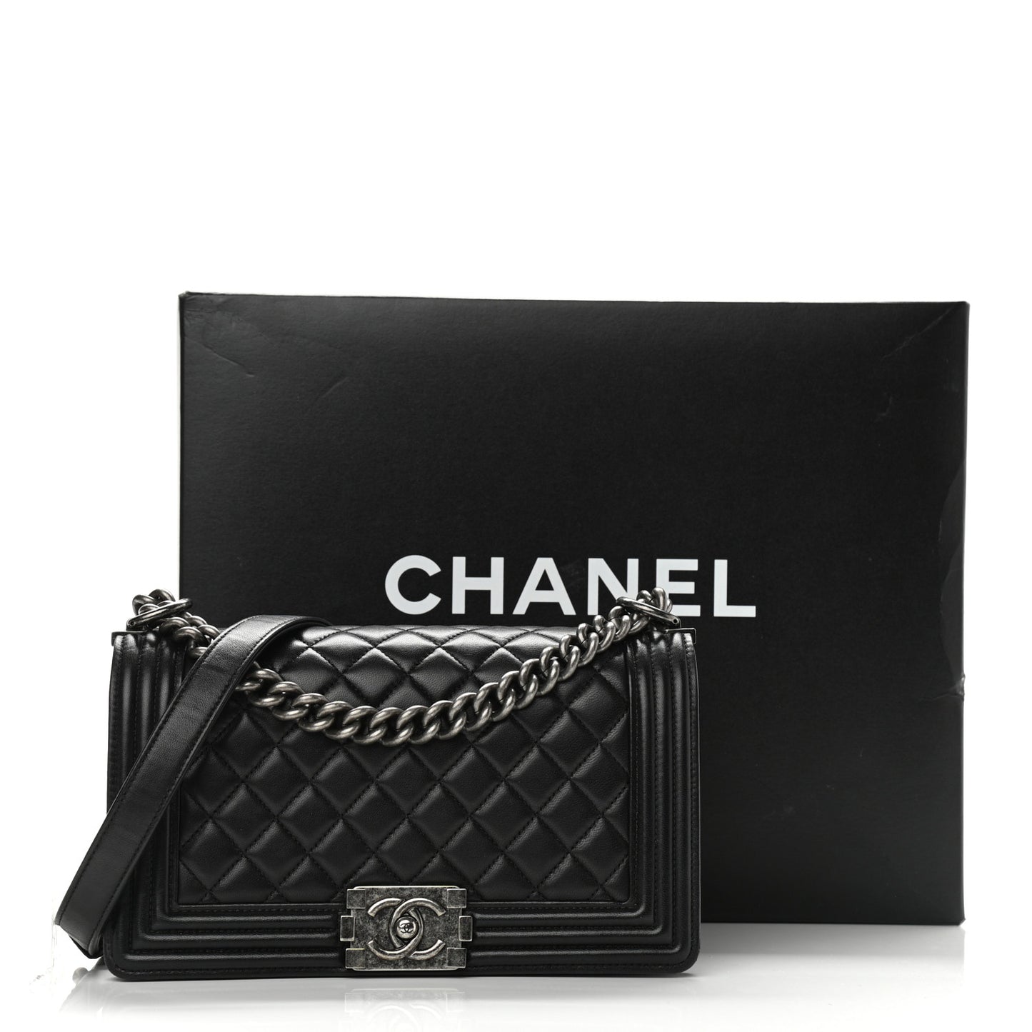 Calfskin Quilted Medium Boy Flap Black