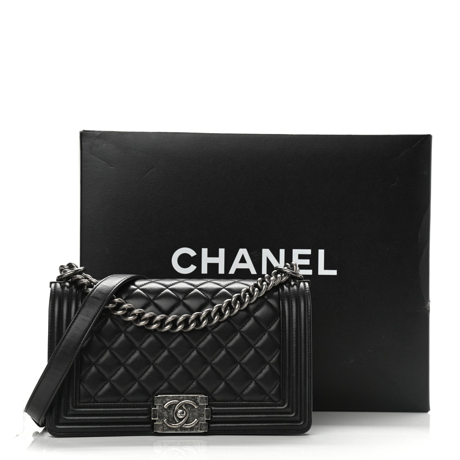 Chanel Calfskin Quilted Medium Boy Flap Black 9 of 9
