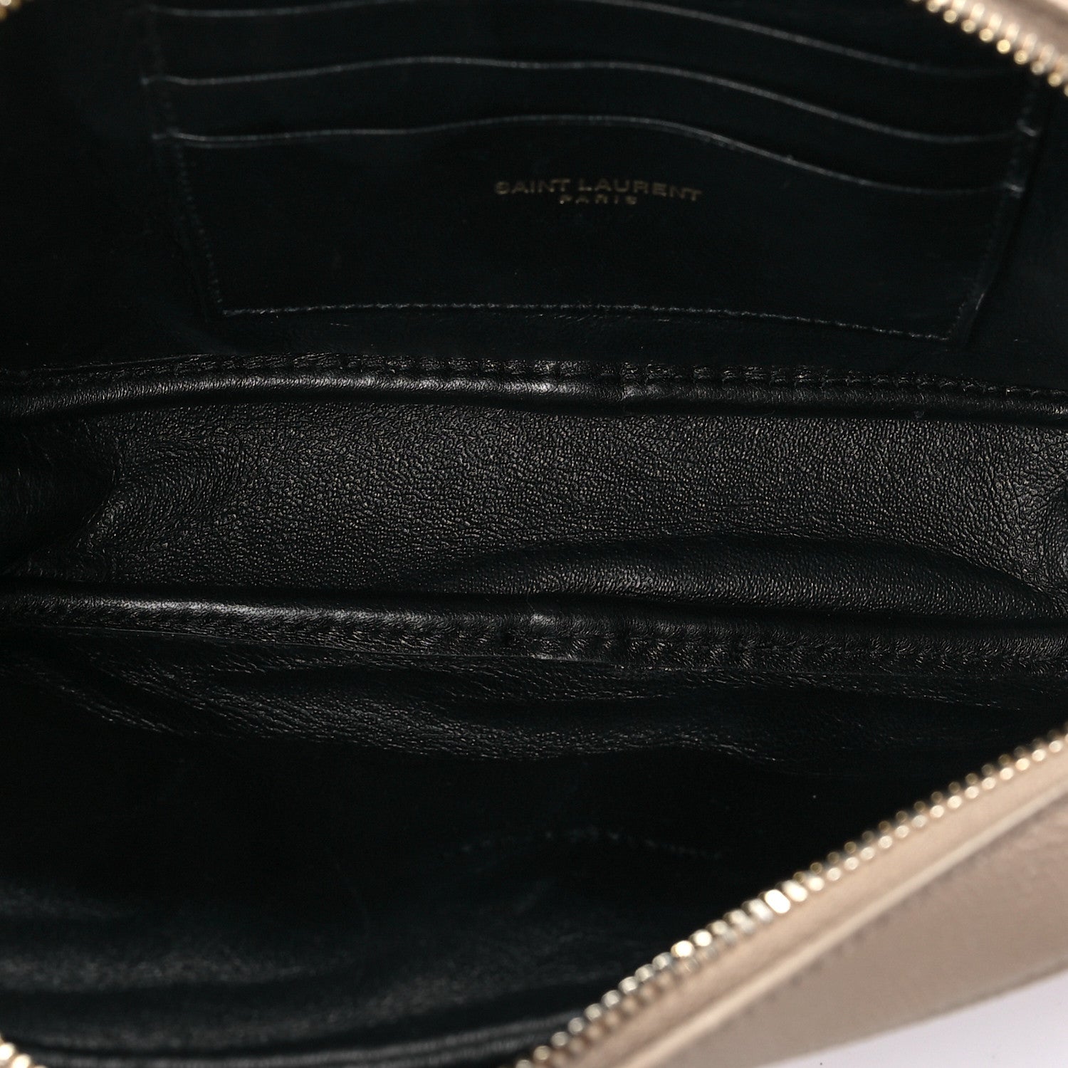 Saint Laurent Grain De Poudre Matelasse Monogram Mini Lou Camera Bag Dark Latte 5 of 7
