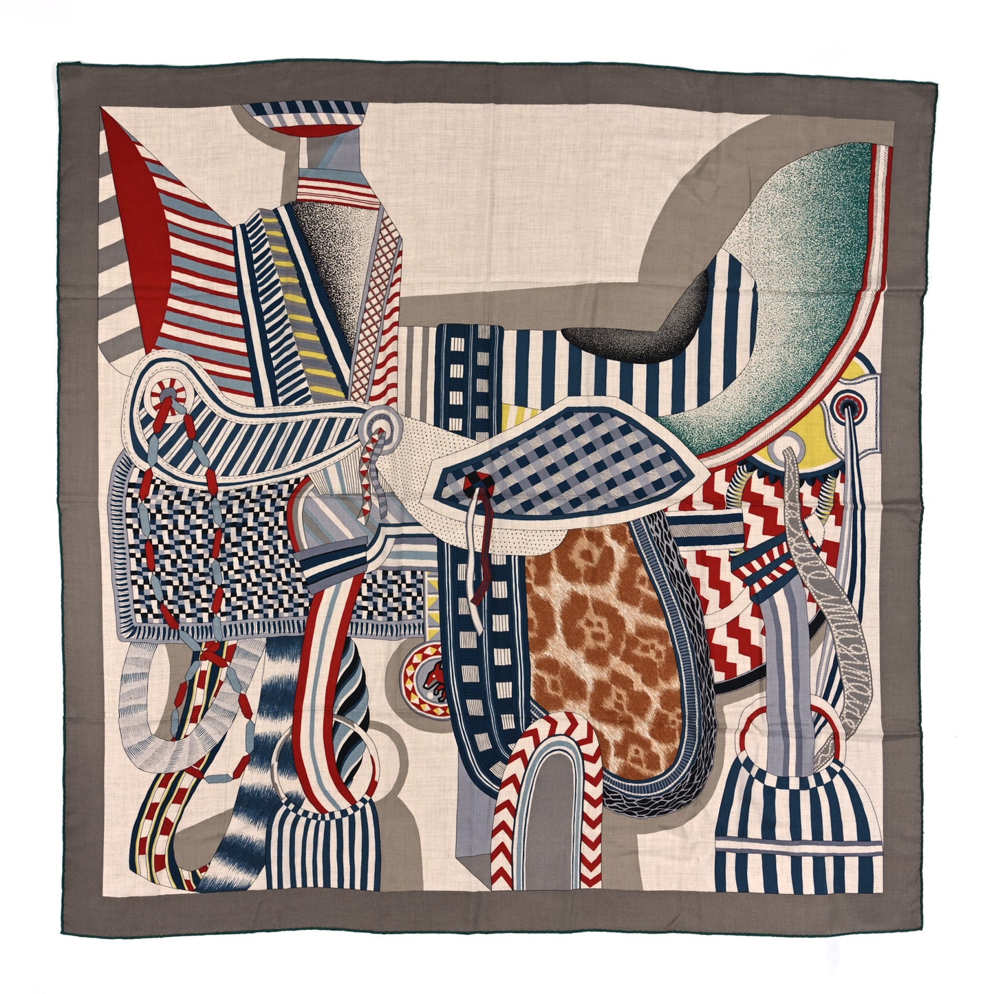 Cashmere Silk La Selle Imaginaire Shawl 140 Gris Cendre Naturel Bleu