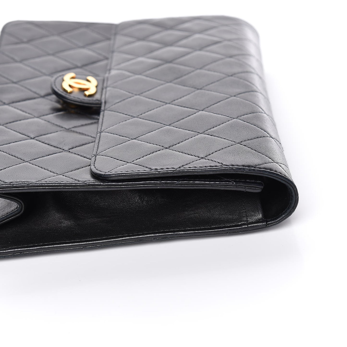 Lambskin Quilted Medium Single Flap Black