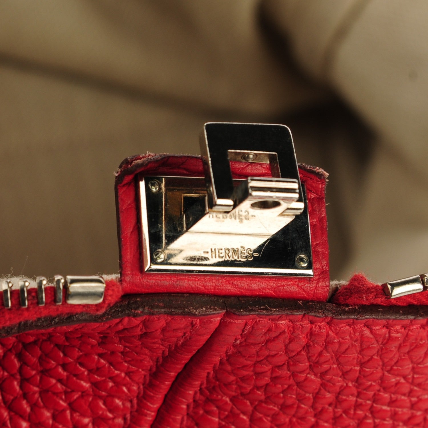 Hermes Taurillon Clemence Victoria II 35 Rouge Casaque 3 of 15
