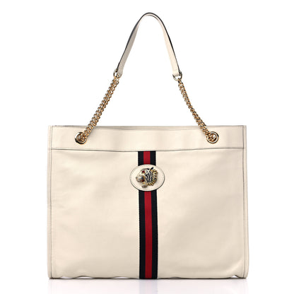 Gucci Suede Calfskin Large Rajah Chain Tote White 3 of 10