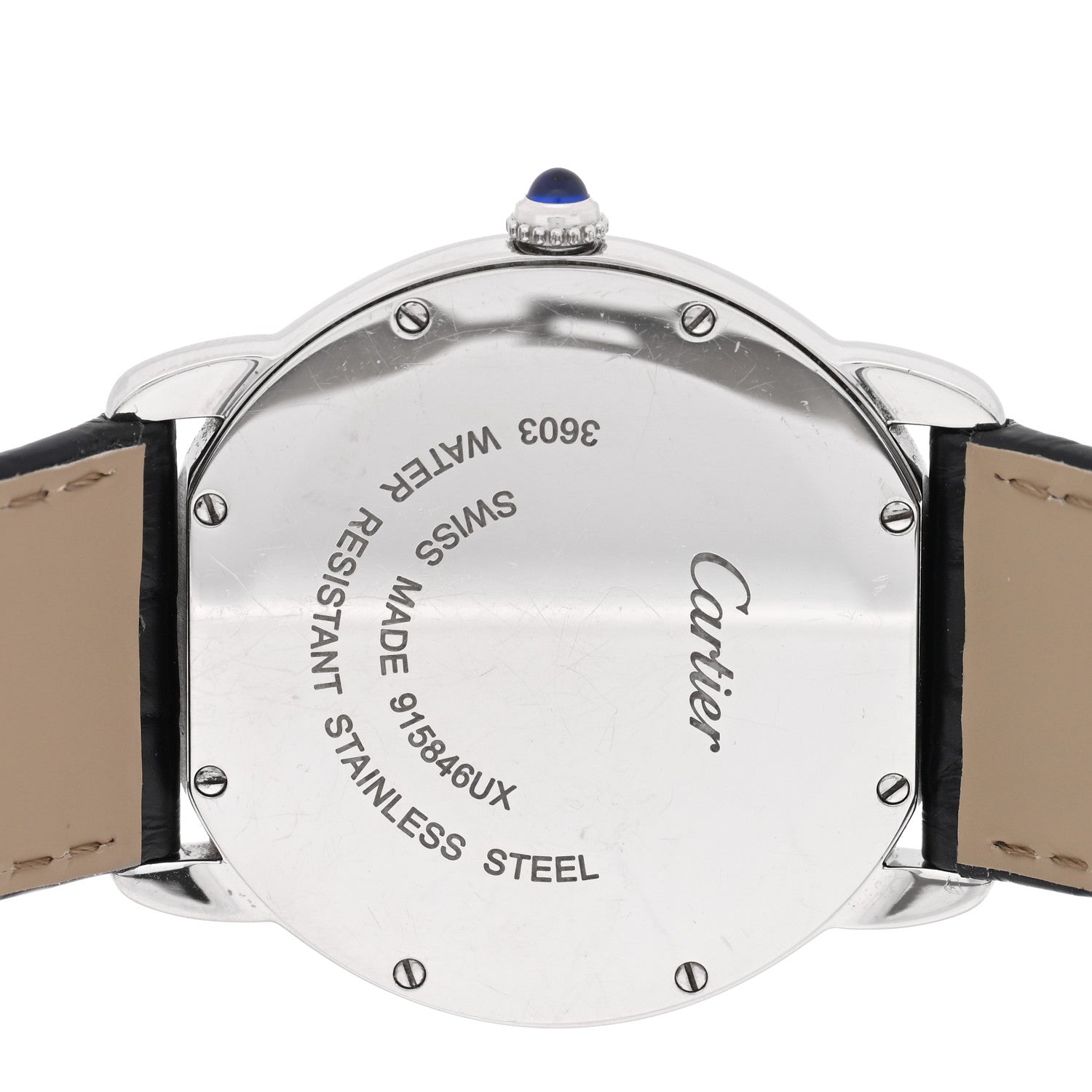 Cartier Stainless Steel Alligator 36mm Ronde Solo Quartz Watch 4 of 5