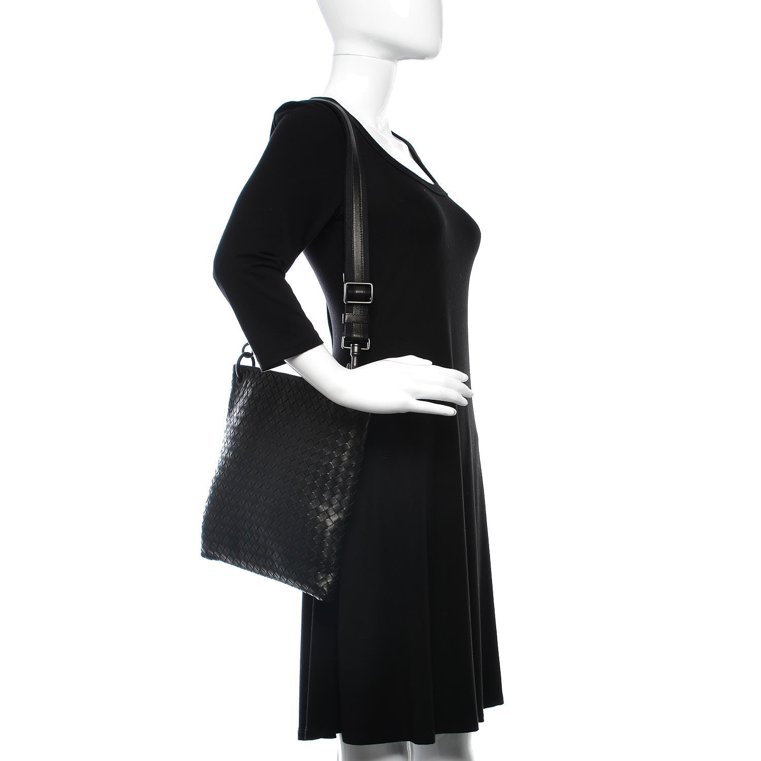 Bottega Veneta Nappa Intrecciato VN Crossbody Messenger Bag Black 2 of 10