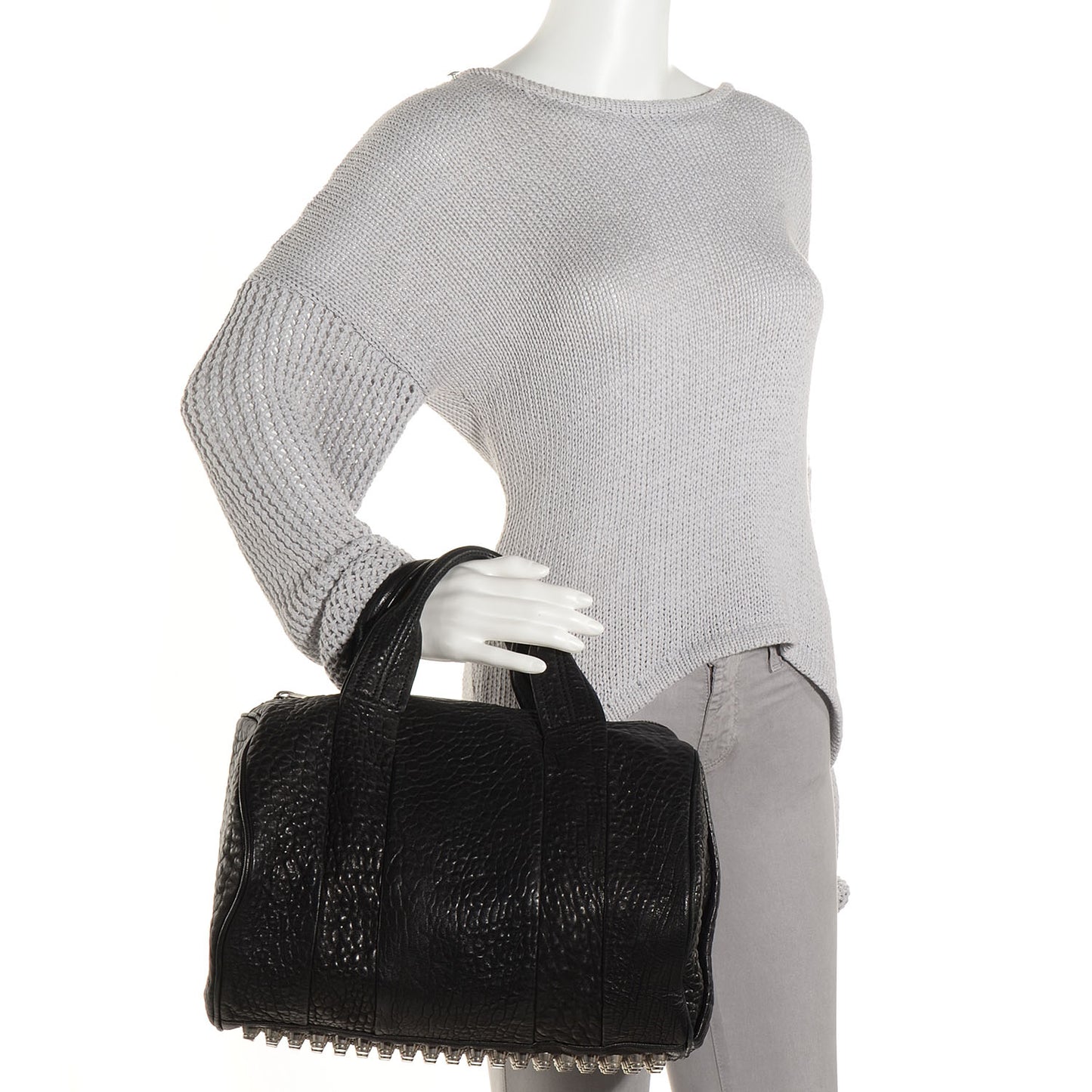 Pebbled Lambskin Rocco Black with Silver Hardware