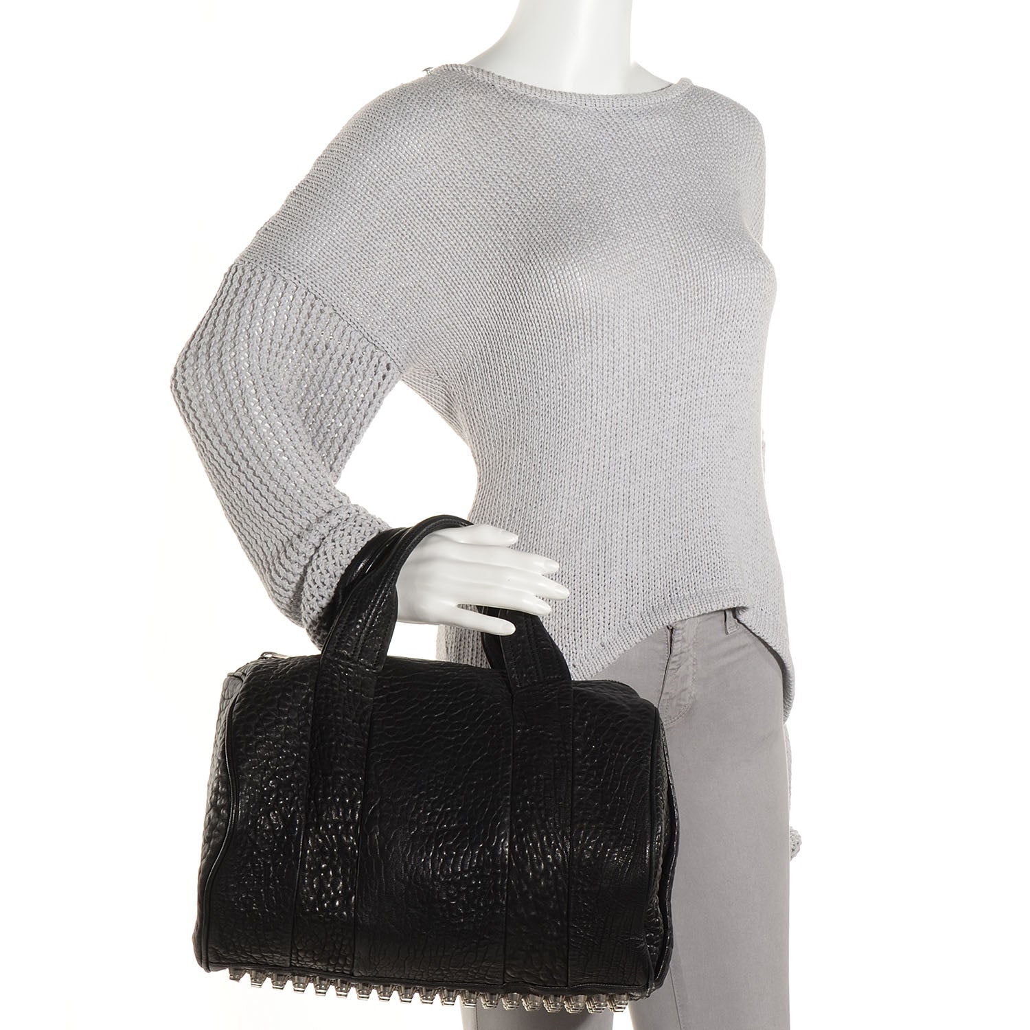 Alexander Wang Pebbled Lambskin Rocco Black with Silver Hardware 2 of 7