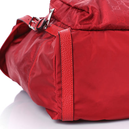 Gucci Nylon Monogram Dollar Calfskin Medium Light Double Buckle Backpack Vibrant Red 8 of 9