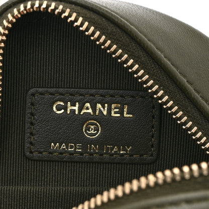 Chanel Lambskin Quilted Chanel 19 Round Clutch With Chain Khaki 6 of 10