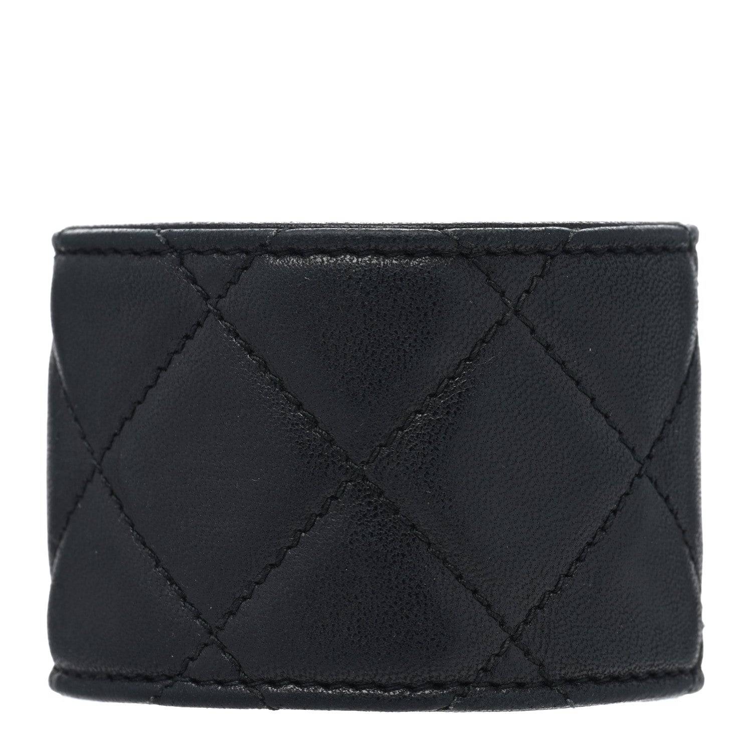 Chanel Lambskin Quilted CC Turnlock Cuff Bracelet S Black 3 of 4