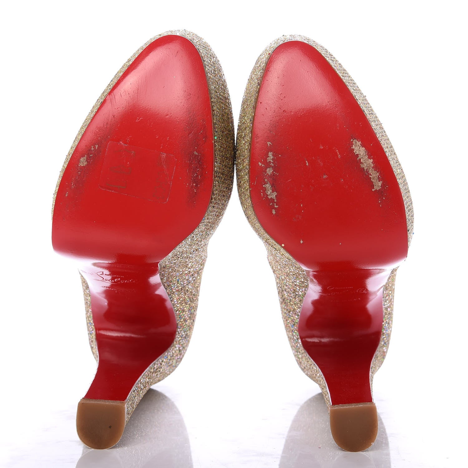 Christian Louboutin Glitter Bibi 140 Pumps 38 Gold 5 of 9