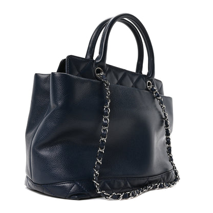 Chanel Soft Caviar CC Medium Top Handle Tote Navy Blue 3 of 11