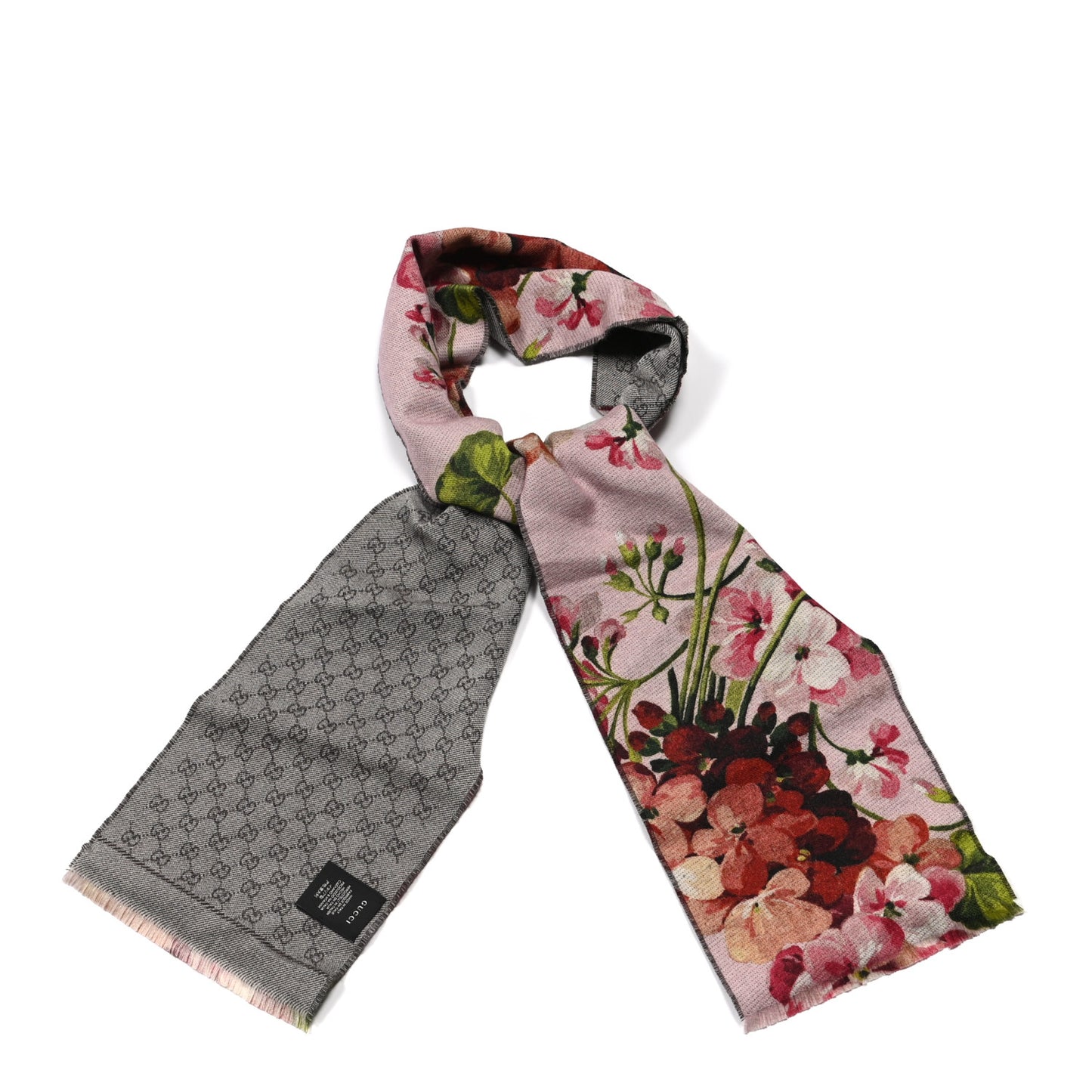 Wool GG Monogram Miniorophin Scarf Shell Pink
