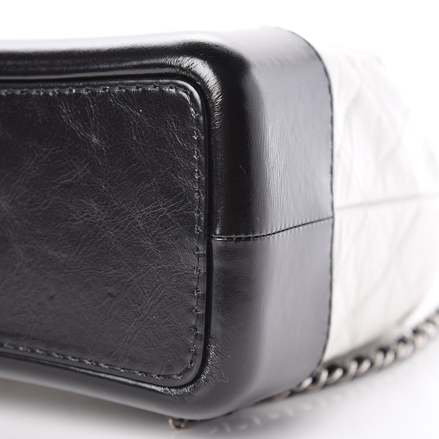 Aged Calfskin Quilted Gabrielle Backpack Black White
