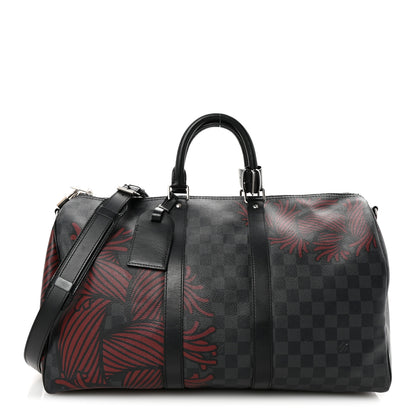 Louis Vuitton Damier Graphite Rope Keepall Bandouliere 45 Red 1 of 9
