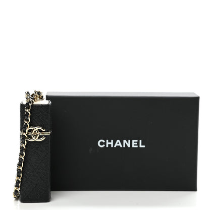 Chanel Caviar Stitched Lipstick Case On Chain Black 9 of 9