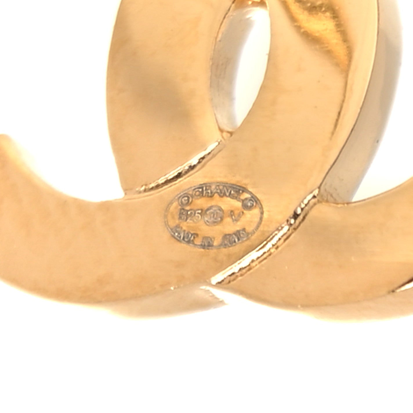 Chanel Metal CC Paris Button Stud Earrings Gold 4 of 4
