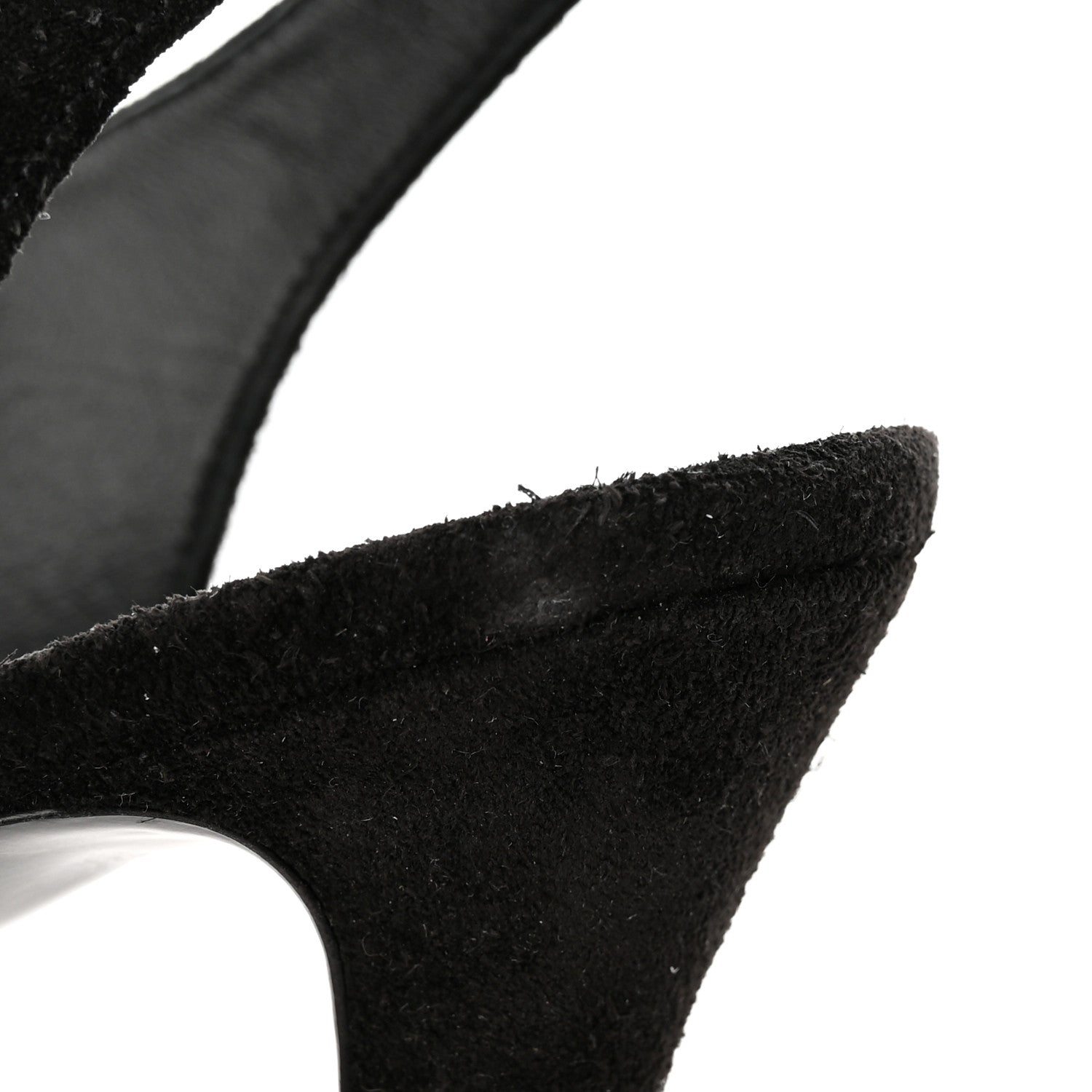 Chanel Suede Lambskin Cap Toe Crystal Slingback Pumps 40 Black 9 of 11