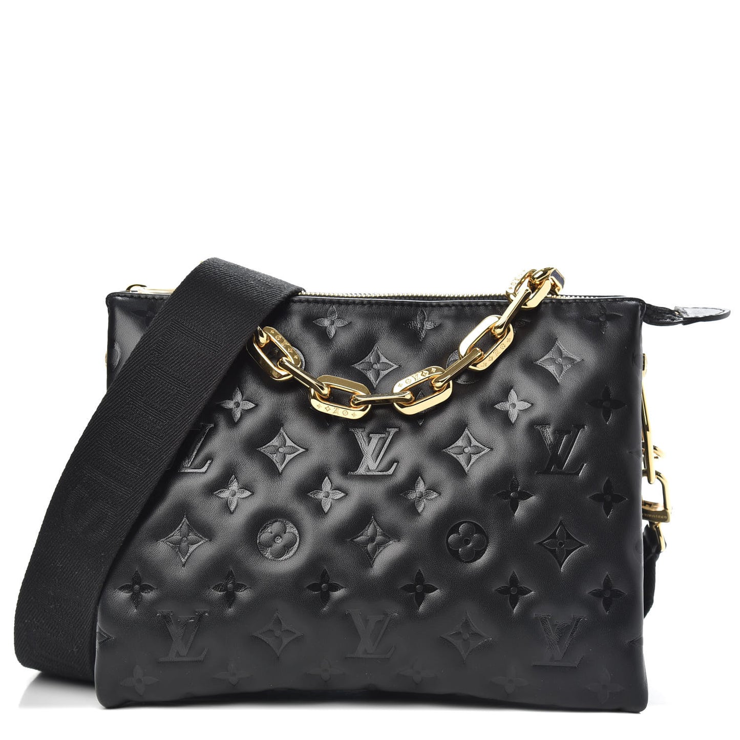 Lambskin Embossed Monogram Coussin PM Black