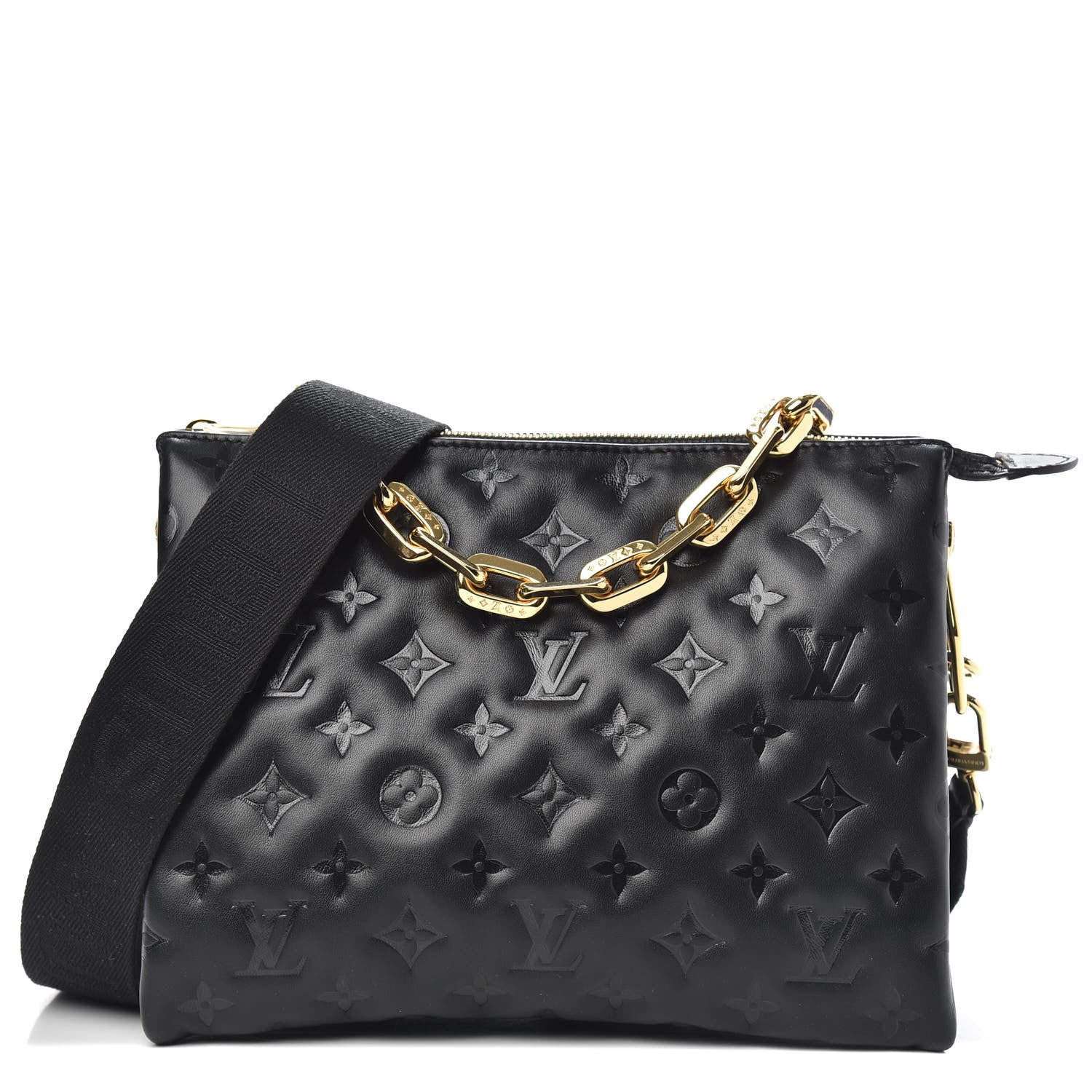 Louis Vuitton Lambskin Embossed Monogram Coussin PM Black 1 of 11