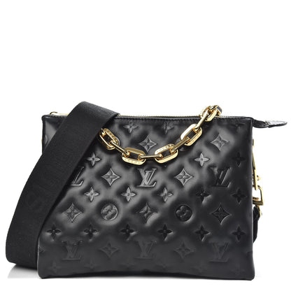 Louis Vuitton Lambskin Embossed Monogram Coussin PM Black 1 of 11