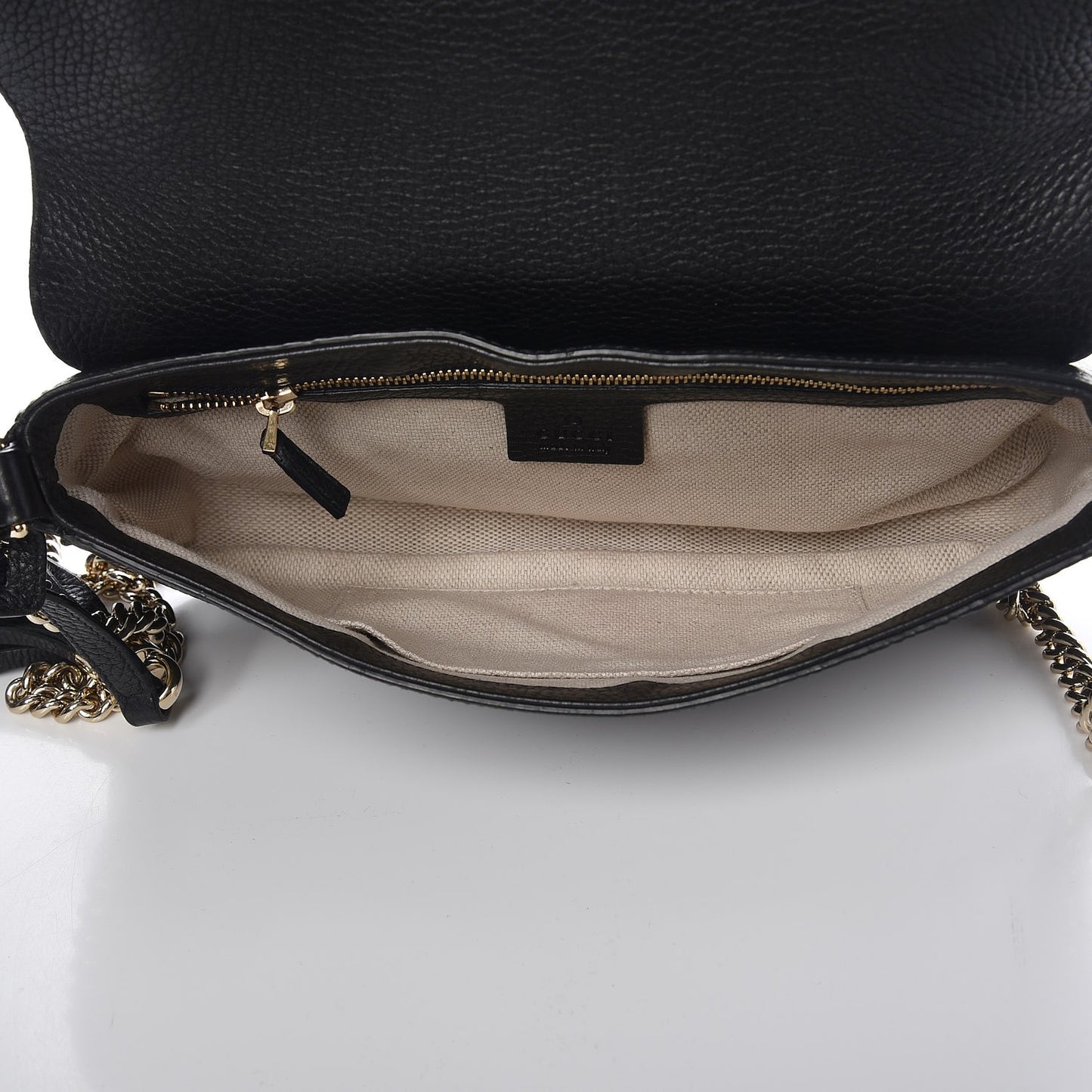 Pebbled Calfskin Medium Soho Flap Crossbody Black