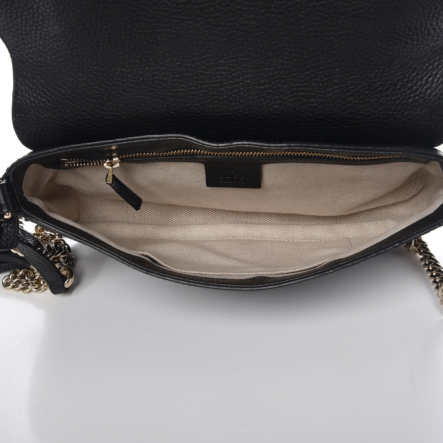 Gucci Pebbled Calfskin Medium Soho Flap Crossbody Black 5 of 7