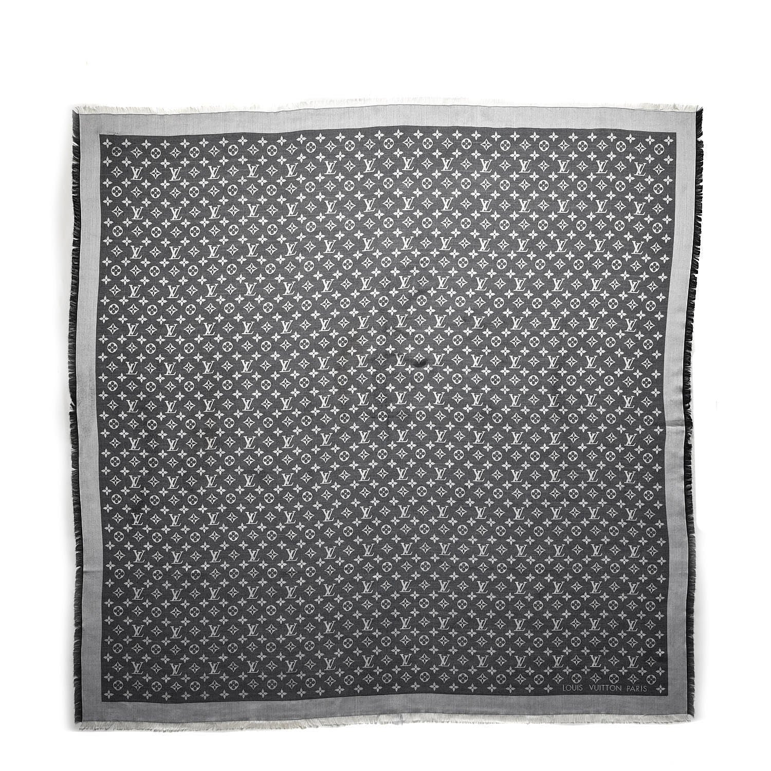 Louis Vuitton Silk Wool Monogram Denim Shawl Black 3 of 5