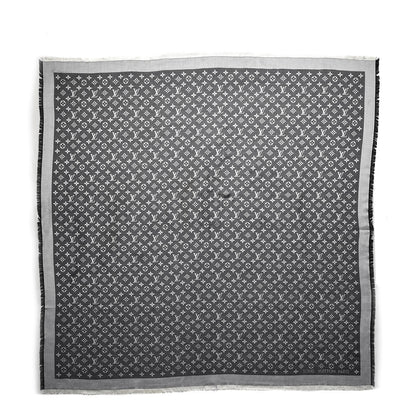 Louis Vuitton Silk Wool Monogram Denim Shawl Black 3 of 5