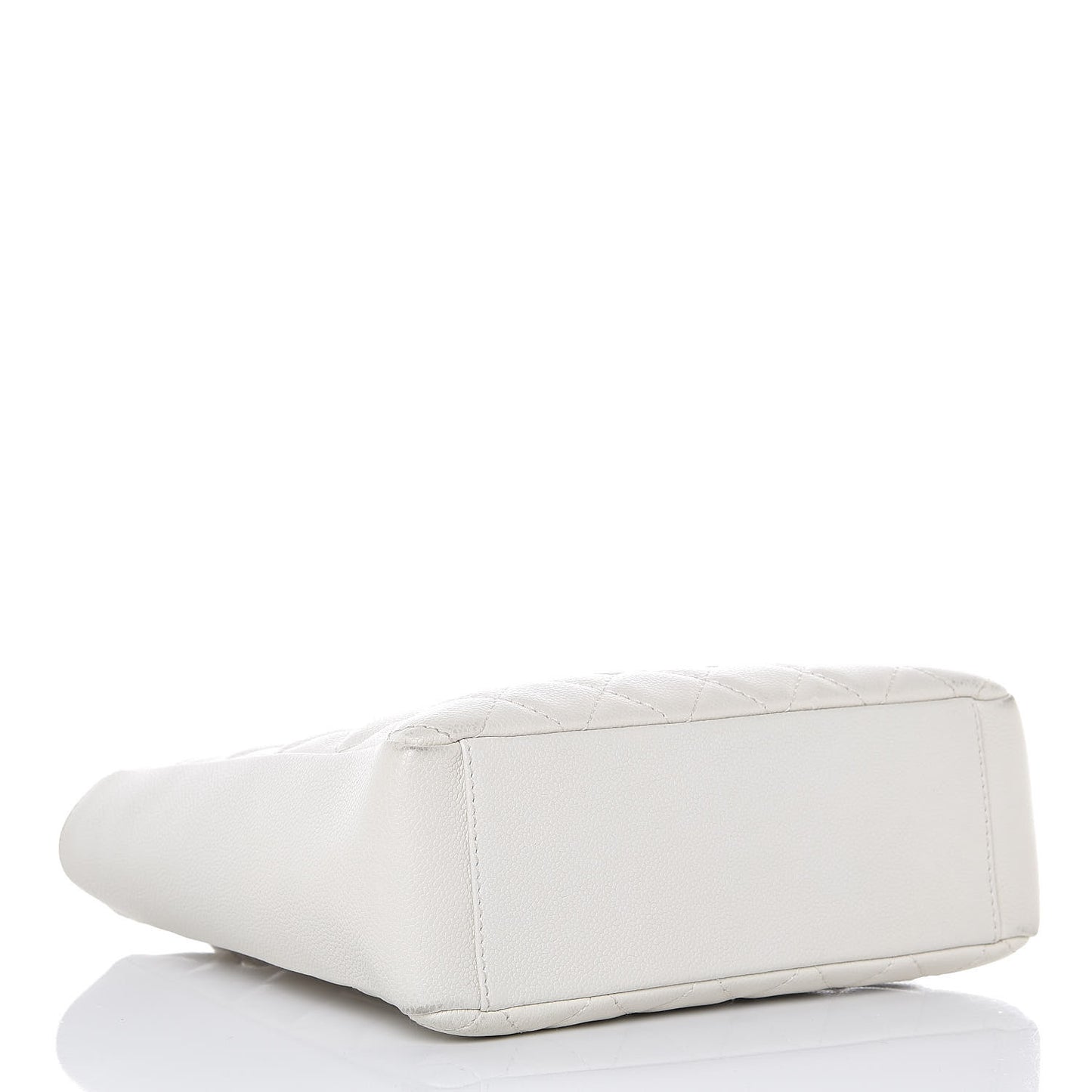 Caviar Quilted Petit Shopping Tote PST White