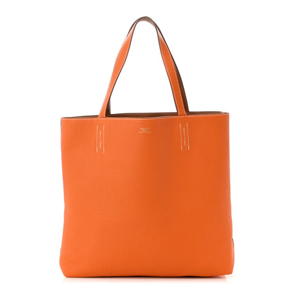 Hermes Taurillon Clemence Double Sens 45 Reversible Tote Orange Gold 3 of 18