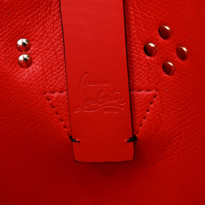 Christian Louboutin Crepe Satin Leopard Print Empire Spike Studded Mini Cabachic Bucket Bag Brown 6 of 10