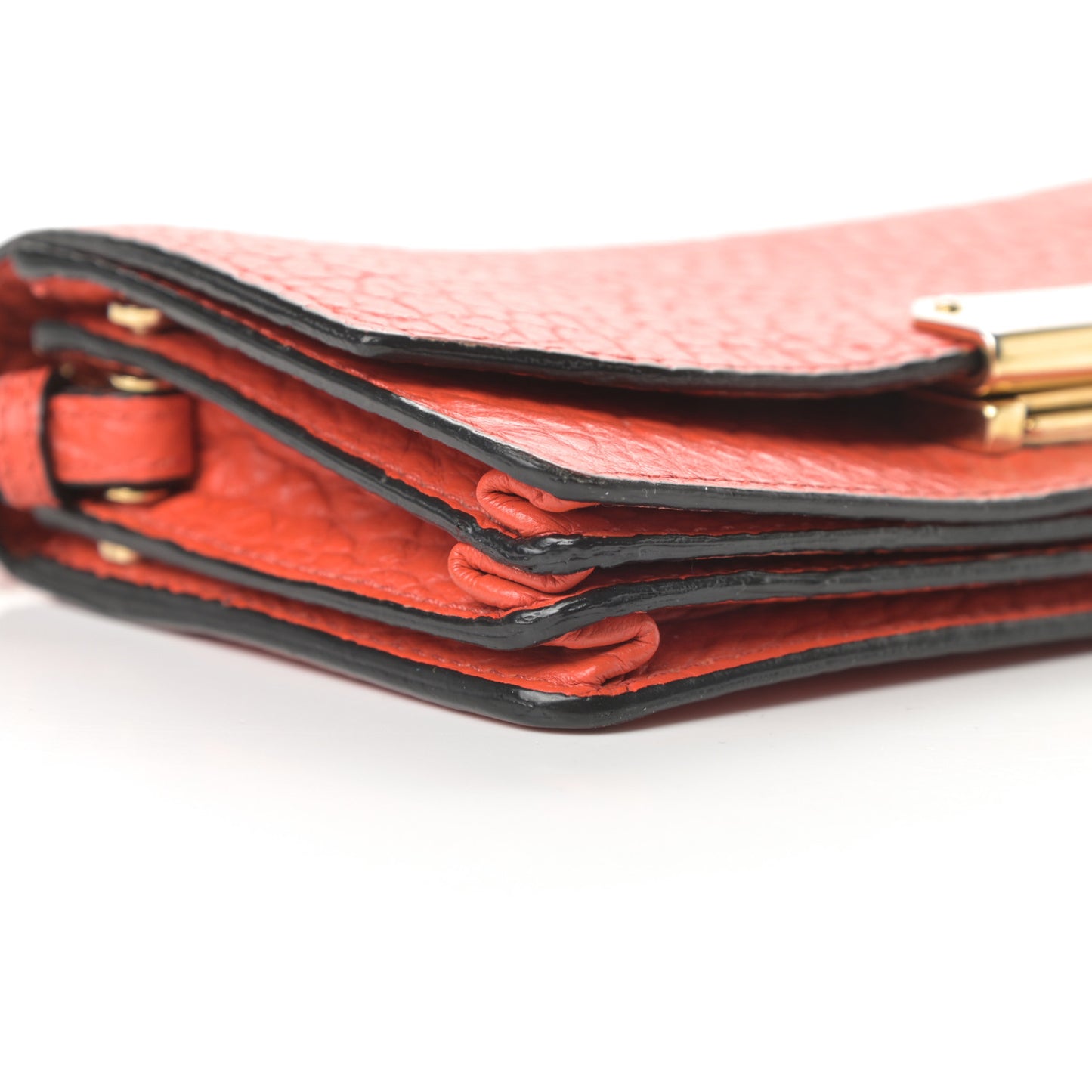Signature Grain Small Madison Chain Clutch Orange