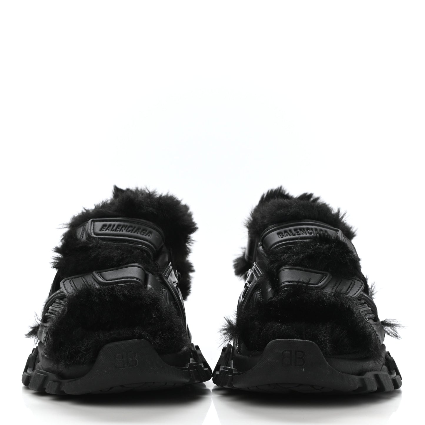 Faux Fur Rubber Mesh Womens Track Sandals 36 Black