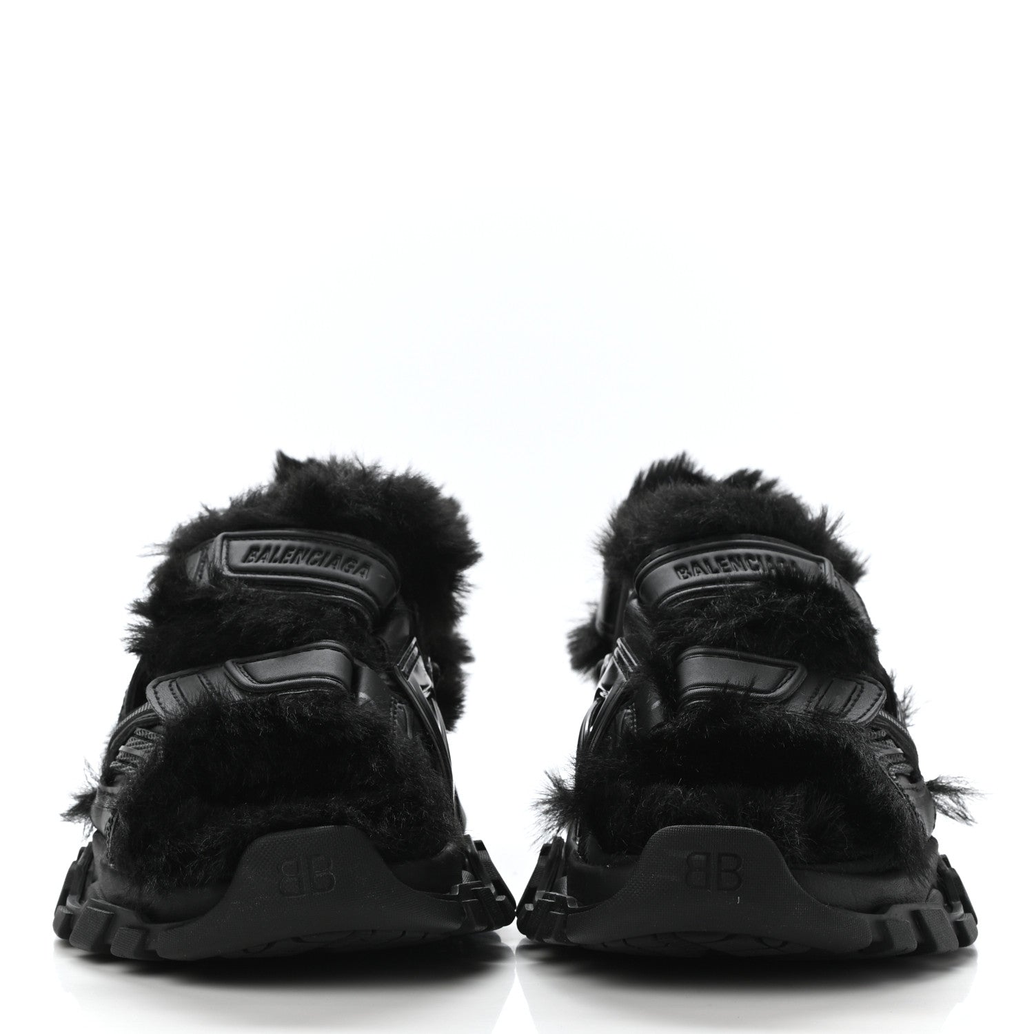 Balenciaga Faux Fur Rubber Mesh Womens Track Sandals 36 Black 2 of 5