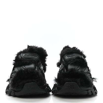 Balenciaga Faux Fur Rubber Mesh Womens Track Sandals 36 Black 2 of 5