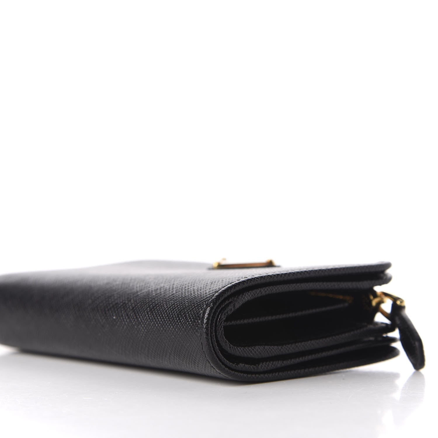 Prada Saffiano Triangle Compact Wallet Black 7 of 9