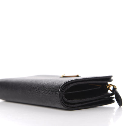 Prada Saffiano Triangle Compact Wallet Black 7 of 9