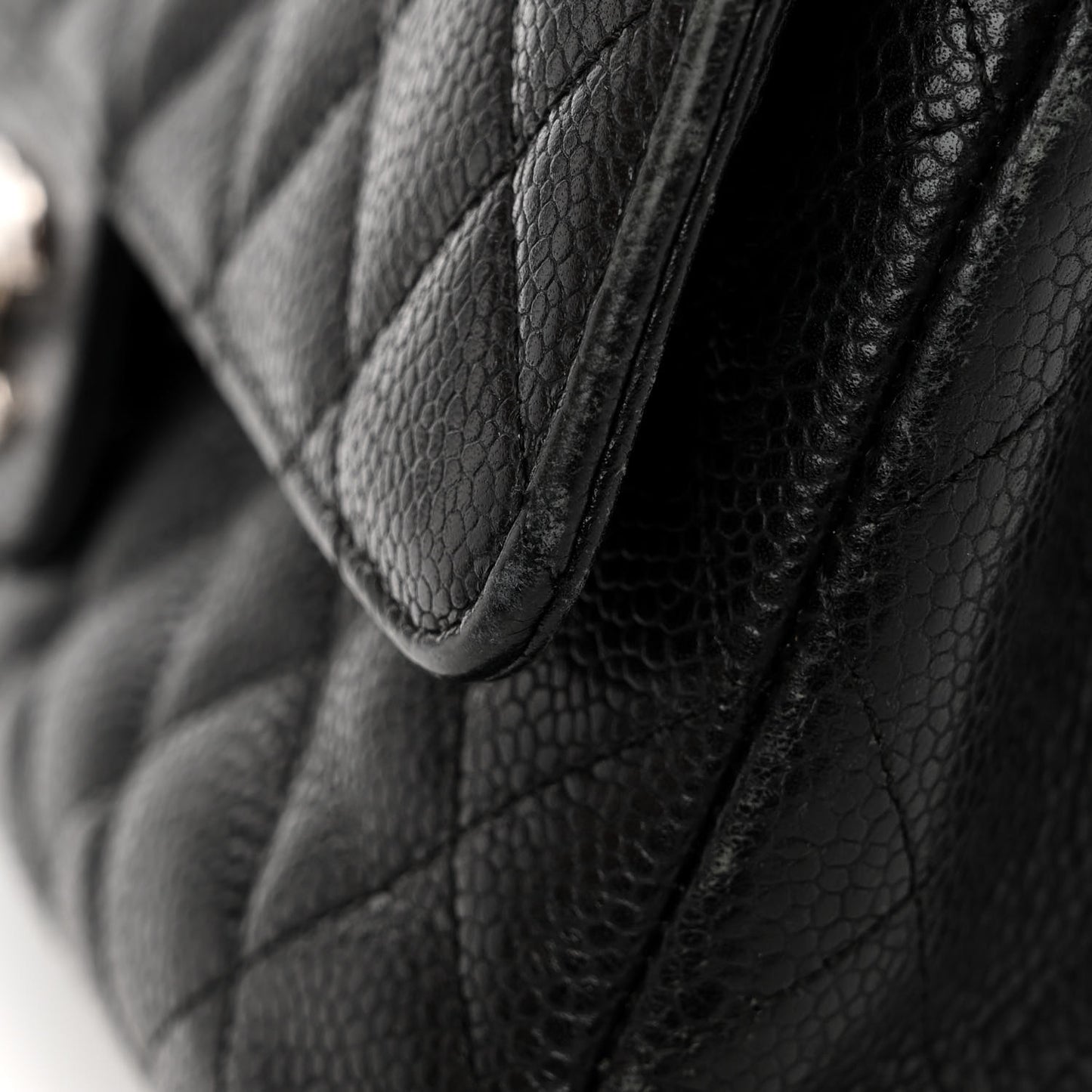 Caviar Quilted Medium Double Flap Black