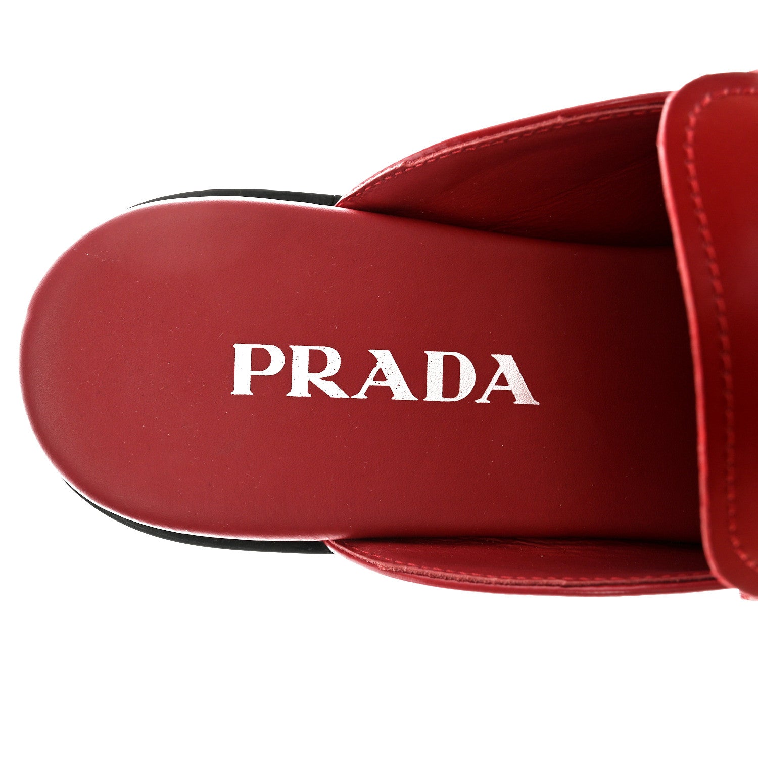 Prada Spazzolato Metal Triangle Logo 25mm Loafer Mules 38 Scarlatto 6 of 9