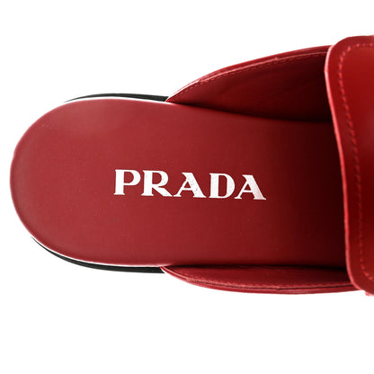 Prada Spazzolato Metal Triangle Logo 25mm Loafer Mules 38 Scarlatto 6 of 9