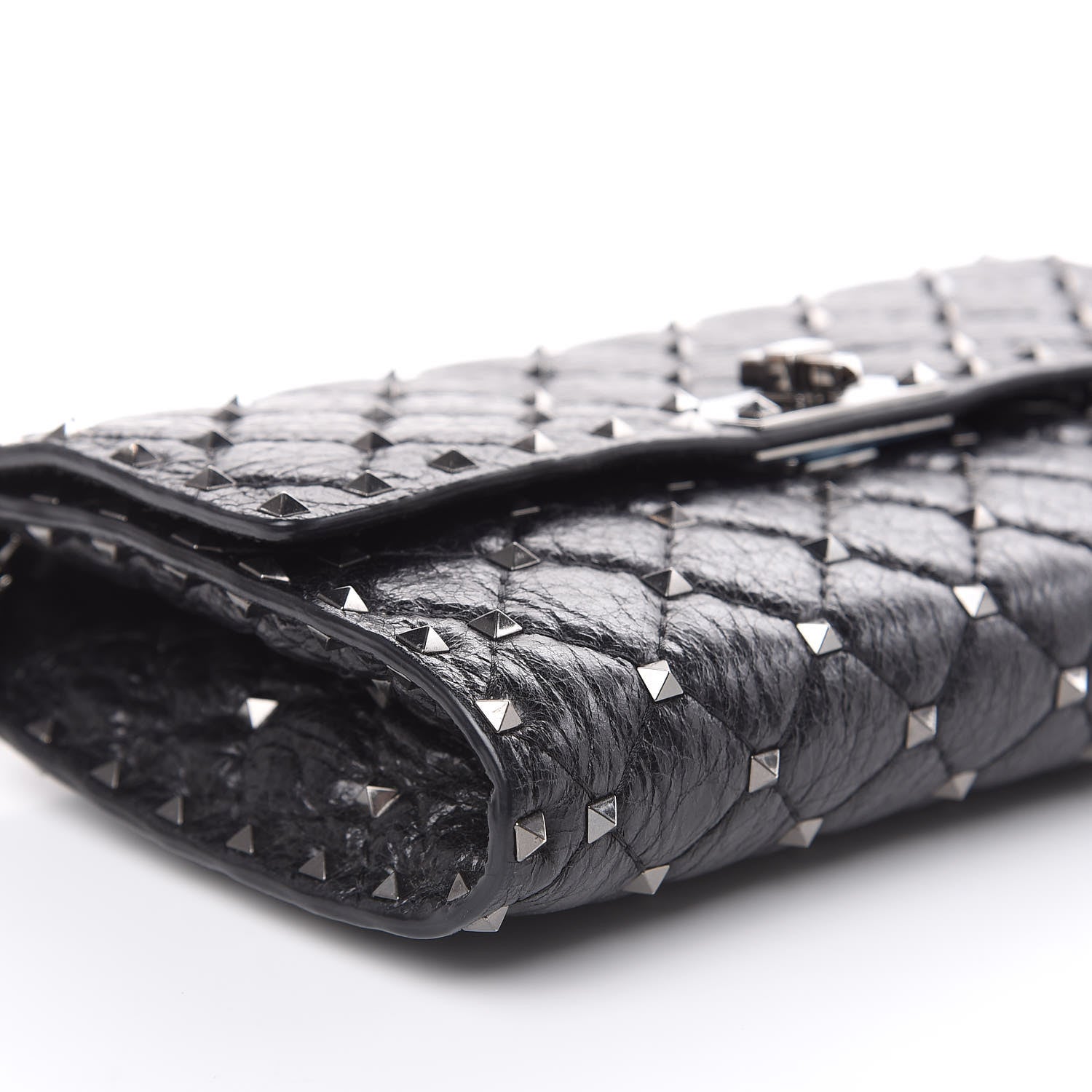 Valentino Garavani Craquele Nappa Rockstud Spike Wallet on Chain Black 7 of 12