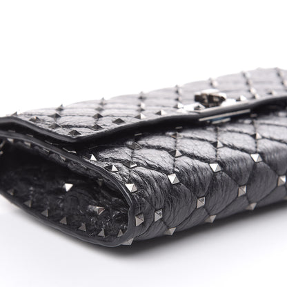 Valentino Garavani Craquele Nappa Rockstud Spike Wallet on Chain Black 7 of 12
