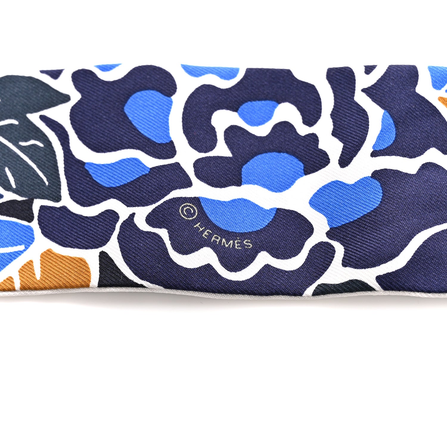 Hermes Silk Bingata Sticker Twilly Marine Tabac Bleu Vif 4 of 5