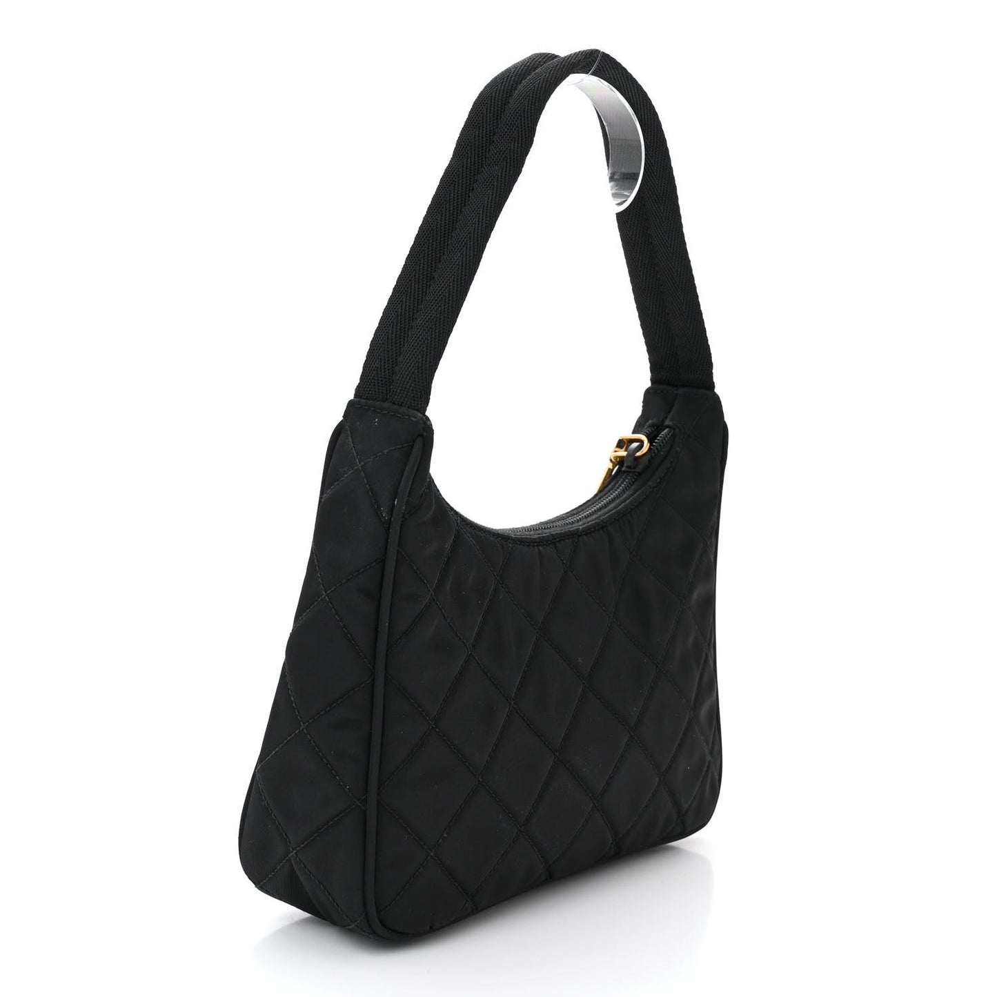 Tessuto Nylon Stitched Shoulder Bag Black