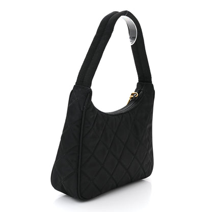 Prada Tessuto Nylon Stitched Shoulder Bag Black 2 of 11