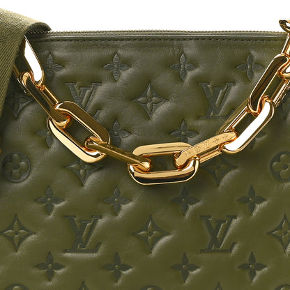 Louis Vuitton Lambskin Embossed Monogram Coussin MM Khaki 7 of 9