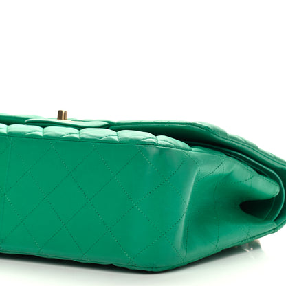 Chanel Lambskin Quilted Jumbo Double Flap Green 9 of 13