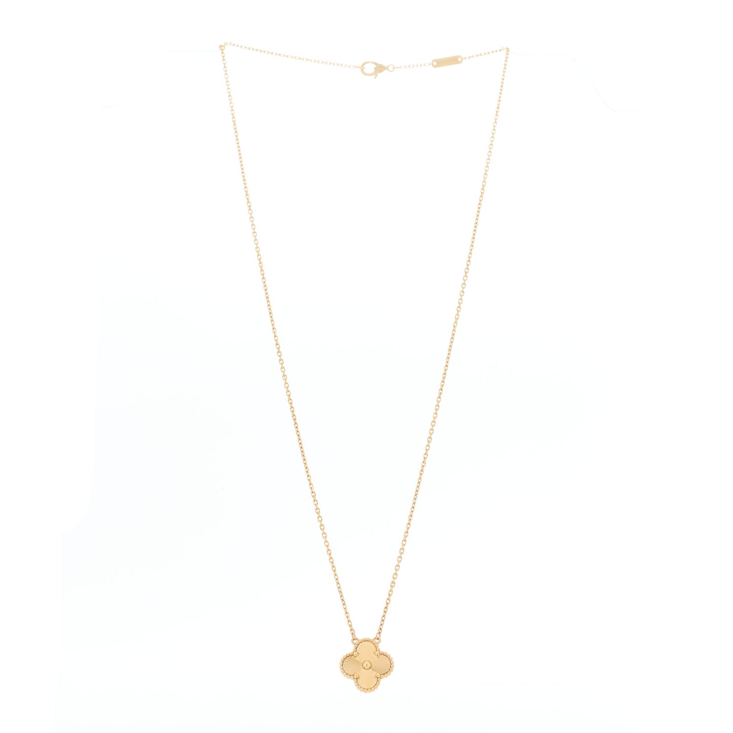 18K Yellow Gold Guilloche Vintage Alhambra Pendant Necklace