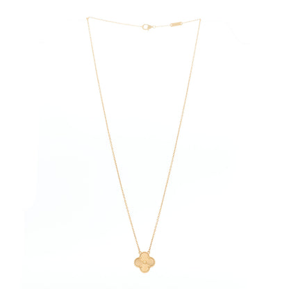 Van Cleef & Arpels 18K Yellow Gold Guilloche Vintage Alhambra Pendant Necklace 3 of 6